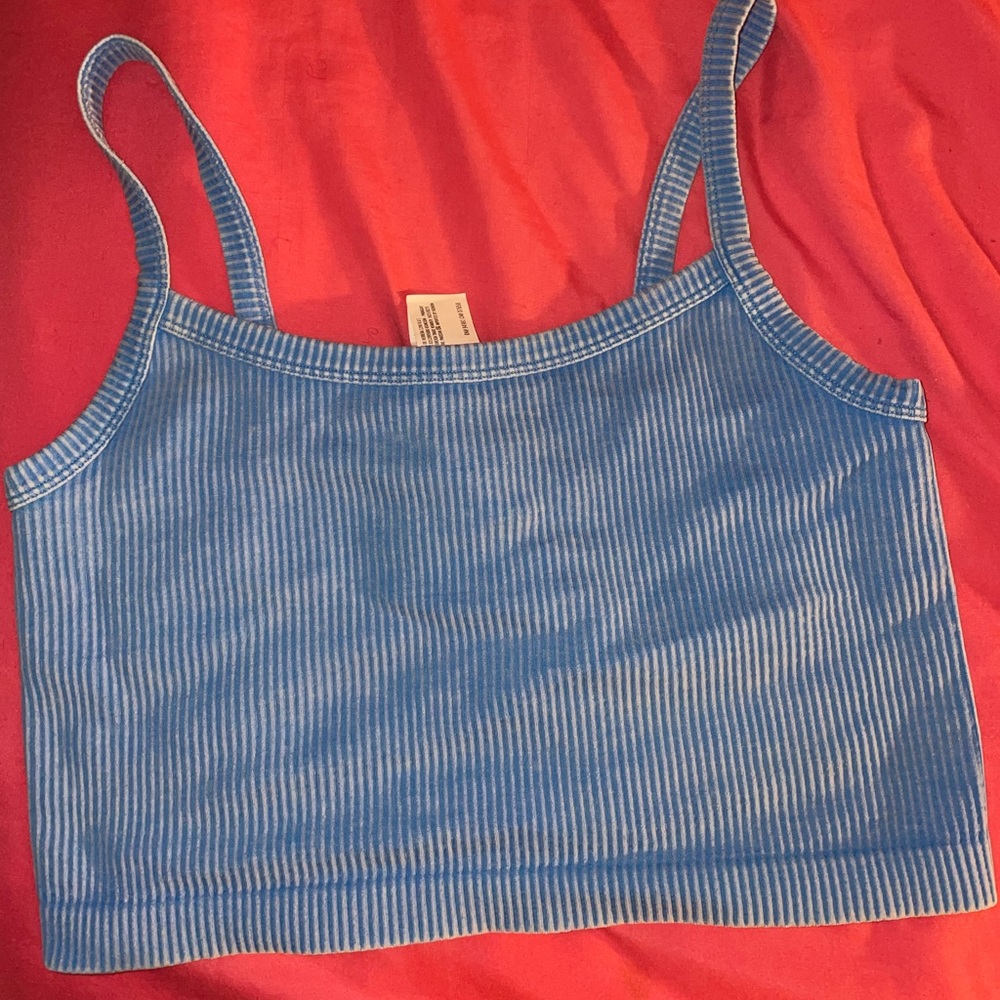 Blue Ribbed Top
